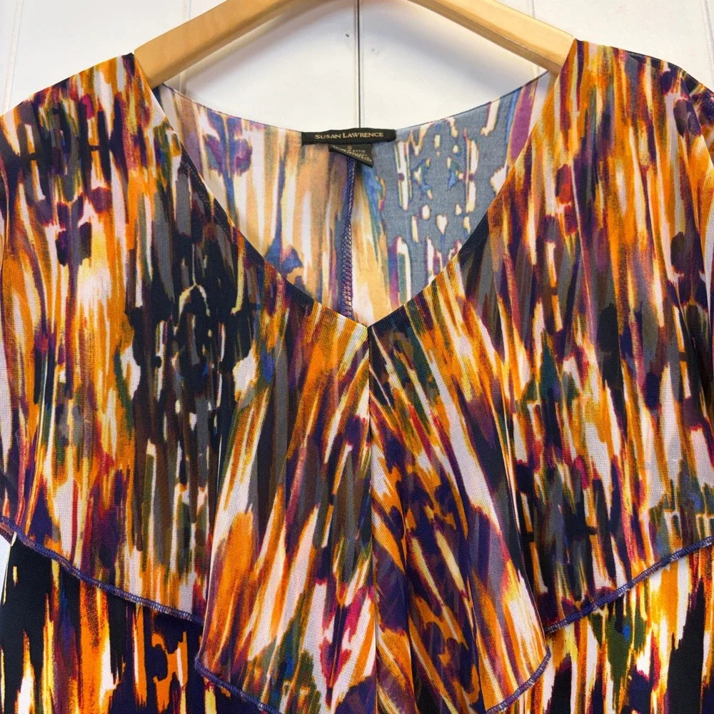 Susan Lawrence Old Money Artsy Flutter Sleeve Top Women Small Quiet Luxury Flowy